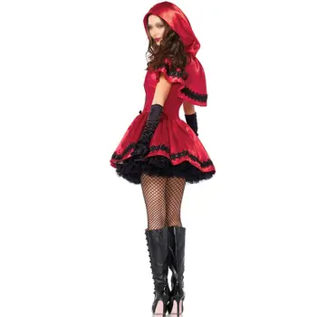 Halloween Ženske Cosplay Seksi Rdeča Kapica Kostum Igre Enotno Halloween Obleko Kratko Krilo