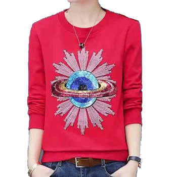 1pc Sequins Čudovito Vesoljskega Plovila Zemlje Železa/Sew na Vesolje Aplicirano Planet Obliž za T-shirt Oblačila Značko TH1342