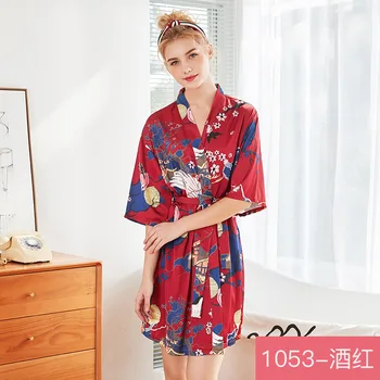 2020 Nove Modne Ženske Poletje Seksi Kimono Plašč Lady Rajon kopalni plašč Yukata Obleko Pasu Odraslih Seksi Pižamo Velikost M-XXL