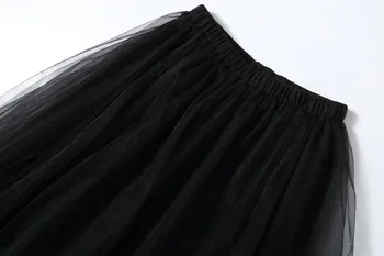 Krila, Ženska Vzletno-Pristajalne Steze Luksuzni Črna Krila 2019 Moda Elastični Pas Žogo Obleke Očesa Krila Dolgo Voile Maxi Krila Jupe Longue