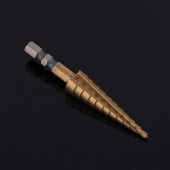 1pc HSS Titanium obložene Korak Cone Drill Bit hitroreznega Jekla Hex Korak Sveder Luknjo Rezalnik ročna Orodja 3-13mm