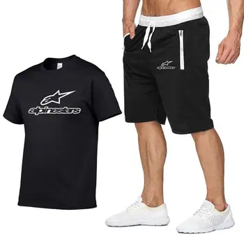 Conjunto de camiseta y pantalones para cortos hombre, chndal de 2 piezas + pantaln corto, camisetas informales de playa, 2020