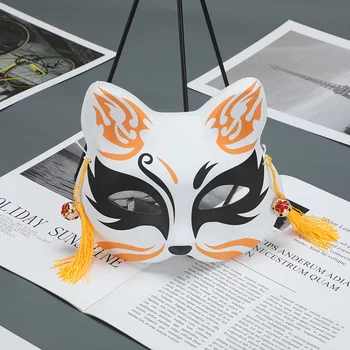Japonski Masko, Pol Masko Maškarada Stranka Mačka Demon Masko Cosplay Rekviziti Anime Demon Morilec Fox Masko Ročno Narisanih