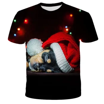 Moda Santa Claus T shirt Vesel Božič Darilo Tiskanje 3D T-shirt Dekle Harajuku Kratek Rokav Tee Otrok Vroče prodajo Oblačil