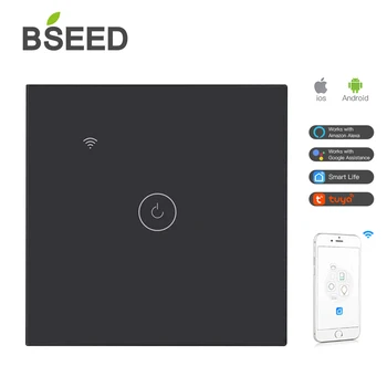BSEED Wifi Stikala za Luč 1 Banda Smart Stikalo za Brezžično Wifi Stikalo Belo Črno Zlate Barve Podporo Za Tuya Google Pomočnik