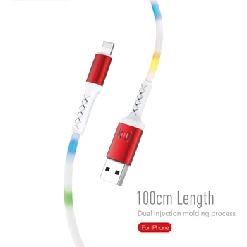 Teče Svetlobe LED, Micro USB Kabel za Samsung Tip C napajalni Kabel za Xiaomi Huawei Svetlobni Tok Podatkov Žice za iPhone
