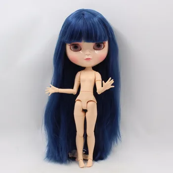 LEDENO DBS LUTKA majhne prsi azone telo modra ravne lase, 30 cm 1/6 igrača bela koža gola lutka
