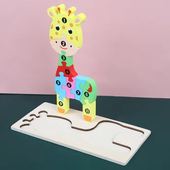 Velike Lesene Igrače Smešno Puzzls Pisane Cartoon Živali Digitalni Jigsaw Uganke Otroci Zgodaj Izobraževalne Učenje Igrače za Otroke