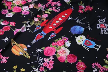 172x150cm vesoljsko Plovilo Tiskane Tkanine Zavesa Ročno DIY Obleko Cheongsam Pižamo Tkanine Šal Material Poliester Tkanine