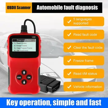 V309 OBD2 OBDII EOBD Optičnega Kodo Bralnik Podatkov Tester Samodejno Skeniranje Diagnostično Orodje, ki praktično prenosno napravo