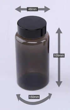 100 KOZARCEV 150 ML/150CC NOVO Zgornji Razred Prosojno Črno Steklenico, Plastična PET Pakiranje Steklenic Za Vitamini, Prašek, Tablete, Caspules
