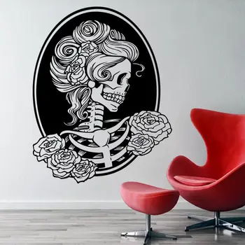 Odstranljiva Skull Glave Tatoo Grozo Zombi Vinil vinilna Nalepka Doma Dekor Halloween Dnevna Soba Art Plakat Freske TA520