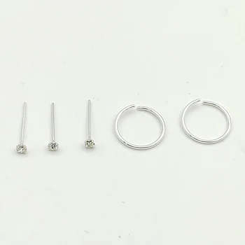 20pcs/veliko 925 sterling srebro Nos piercing Klasičnih nariz piercing nakit mix nos stud nos obroč
