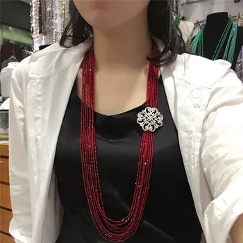 Ženska moda in ženske cirkon pribor zaponko DIY opremo rdeče steklo, kristal ogrlica dobrodošli meri barve modni nakit