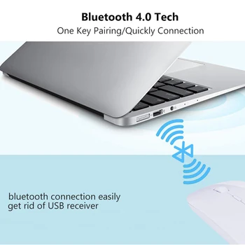 Novi Bluetooth 4.0 Brezžična Mini Miška za Polnjenje Računalnika Miško za Dell Acer Hp Asus Miši Optični Tiho Kliknite za Mac/Win10