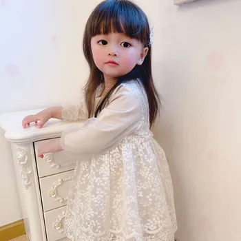 2019 poletje baby dekle čipke Fairy Princess Dolg Rokav Obleka za obleko dekleta božič obleko dekleta pozimi obleko