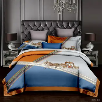 Luksuzni 3D tiskanje posteljnina določa h-Konj serije moda Udobno Dvojno marmorja Rjuhe Kritje vzglavnik spalnica dekoracijo