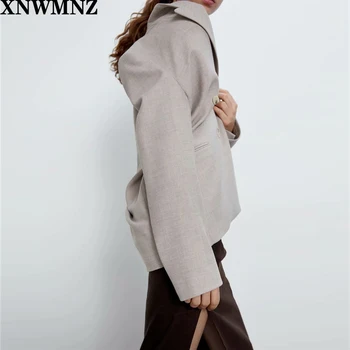 XNWMNZ ZA leto 2020 modni ženski blazer dvojno zapenjanje naravnost suknjič dame formalno jopič ženske outwear