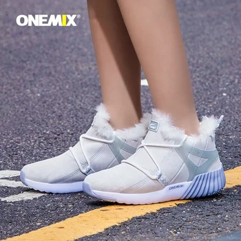 Onemix Ženske Škornji Anti-Spravilo Usnjeni Čevlji Plus Žamet Bombaž Športni Čevlji Toplo Priložnostne Superge Nepremočljiv Sneg Škornji Zimski