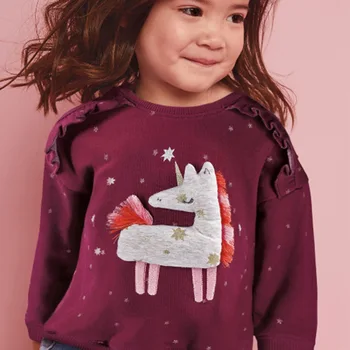 Malo Maven Baby Girl Obleke Malčka 2020 Nove Zimske Bombaž Samorog Aplicirano Majica Vinsko Rdeč Pulover za Otroke 2-7 Let