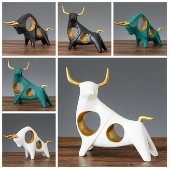 Ox Leto Kitajsko Novo Leto Dnevna Soba Goveda Figur Ornament Namizje Obrti Povzetek Živali Bika Kiparstvo Kip Ox