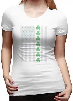Ameriško Zastavo Detelja Irski Žensk Osnovne Kratek Sleeve Zgornji del Posadke Vratu T-Majice