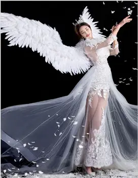 Beli Angel Pernata krila halloween kostum fotografija model t-stage show poročno krilo kostum prop stranka costplay dekoracijo