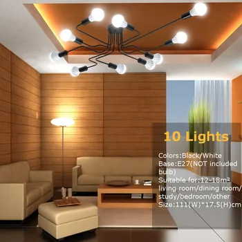 Sodobna E27 LED Stropni Lestenec Razsvetljavo 10 Glav Dnevna Soba, Spalnica Lestenci Doma svetlobna telesa letnik lučka
