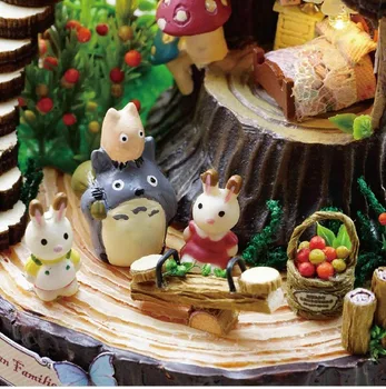 Gozd Lesene Totoro DIY Lutka Hiša Dekoracijo Doma Ročno Risani Komplet Mini Doma Montaža Igrače, Lutke Darilo Igrača