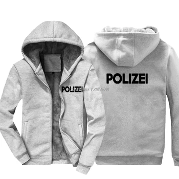 Moda Zgostitev Hoodie Polizei nemška Policija Shirt Tiskanje Spredaj & Nazaj moška Majica Hip Hop Suknjič Vrhovi Harajuku Ulične