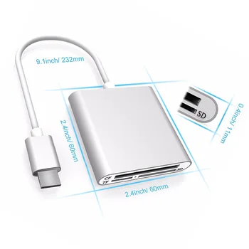 Vse v 1 USB Tip C do CF, SD TF Fotoaparat Zunanji Bralnik Kartic za Macbook Pro Air 2018 Telefon OTG USB-C Naprave Super Hitrost