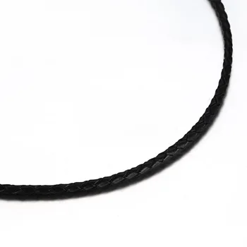 10PCS Nastavite Nakit Black Pleteni Usnje Kabel Vrv grški Ogrlica Verige Zaponko iz Nerjavečega Jekla, 3 mm, 4 mm.5 mm 18