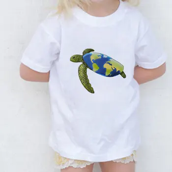Priložnostne 2020 T Shirt Dekle Tshirt Poletje Malčka Otroci Oblačila Zaščitimo Ocean Zaščito Želva Tiskanja Fantje T Srajce Posadke Vratu