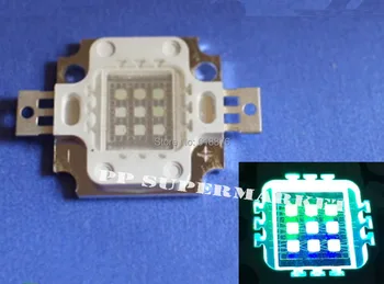 2pcs 10W Super Aktinično Hibridni led 4x ZELENA + 5x blue chip LED 490nm