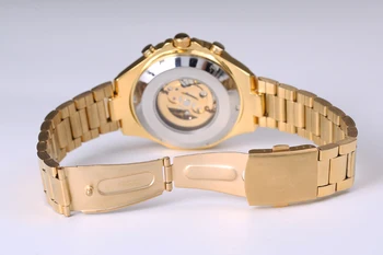 Luksuzne blagovne Znamke športne Poslovnih Moških Zapestne Ure Automatic Mehanski Zlato uro Vojaške iz nerjavečega jekla Okostje Ure reloj