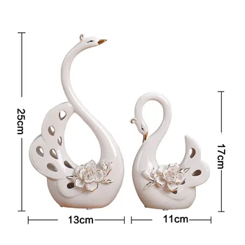 Par White Swan Ljubitelji Doma Dekor Keramične Obrti Porcelana Živalske Figurice Poročno Dekoracijo Ljubitelje Darilo W3075