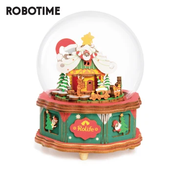 Robotime Božič Mesta Music Box Lesene Model Gradnjo Kompleti Za Igrače Za Otroke, Dekleta Božično Darilo
