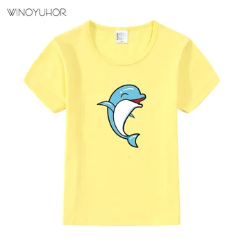 Dolphin Design Otrok Srčkan T-Majice Fantje Dekleta Risanka Dolphine Poletnih O-Vrat Vrhovi Tees Baby Otroci Športna Oblačila