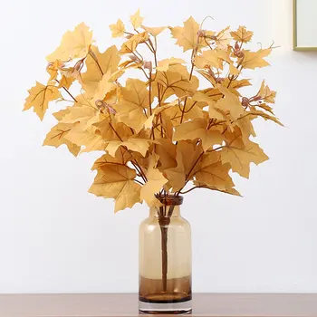 53 cm Jeseni Simulacije Maple Leaf Rastline 10 veje Ponaredek Svile Zelenih Rastlin Okras za Vrt Stranka Božič Umetna Rastlina