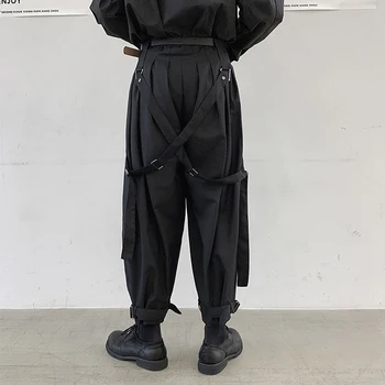Yamamoto Capris svoboden retro temno povoj za moške osebno priložnostne hlače DJ hip hop hip hop uspešnosti obleko trend