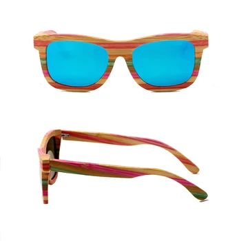 Moda Kvadratnih Polarizirana Bambusa sončna Očala Pisane Lesene Celoten Okvir za Moške in Ženske, sončna Očala Retro Visoko-kakovostni razred Odtenek uv400