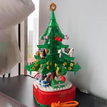 SEMBO Blok Božično Drevo S Music Box Model gradniki iz Klasične Božično Darilo MOC Otroci Igrače 601097