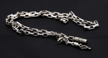 KJJEAXCMY fine nakit S925 čisto tae srebro kvadratnih verige daming čar z retro moški 5,0 mm polje verige grobe rude ogrlico.