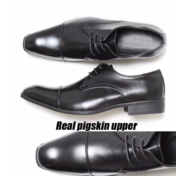 Nove Moške Obleko čevlje Pravega Usnja iz svinjskega Poslovni Človek čevlji Čipke-up Black blagovno Znamko high-end moški čevlji poročni čevlji 0261