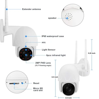 QZT Tuya PTZ IP Kamera Zunanja WIFI Brezžično Smart Home Security Kamera za Video Nadzor, Night Vision CCTV Kamere, WIFI Prostem