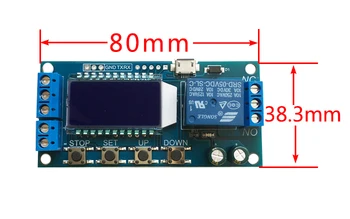 Micro USB Digitalni LCD Zaslon Časovni Zamik Rele Modul DC 6-30V Nadzor Večfunkcijsko Časovnik za Preklop Sproži Cikel Modul