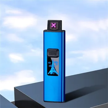 Windproof Dvojni Lok USB vtičnico za Vžigalnik Vžigalnik Prstnih za Zaznavanje Kovin za ponovno Polnjenje Elektronske Cigarete Ustvarjalno Darilo
