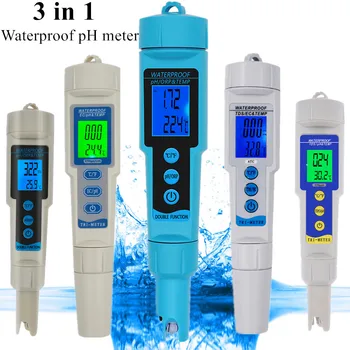 3 v 1 Nepremočljiva pH merilnik pH, ORP TEMP TDS Tester z Ozadja Multi-parameter Strokovno Tri-Meter Vode, Kakovost Zaslona