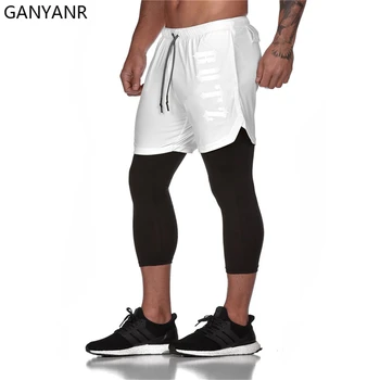 GANYANR Jogging Hlače Moški Telovadnici, Šport Izvaja Usposabljanje Hlače, hlačne Nogavice Trackpants Vadbo Crossfit Sweatpants Stiskanje 2 v 1