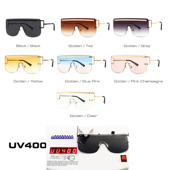 SHAUNA Prevelik Rimless Enem Kosu Objektiv Ženske sončna Očala Goggle Modni Moški Gradient Odtenki UV400